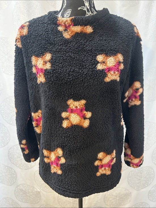 Joyspun Sweaters - Black Teddy Bear Plush Pullover Sweatshirt Women Small 4 - 6